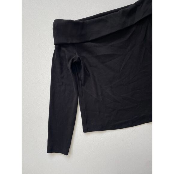 Veronica Beard Jeans Black Fawsett Top Off The Shoulder Sz M Pima Cotton Ribbed - Picture 3 of 8